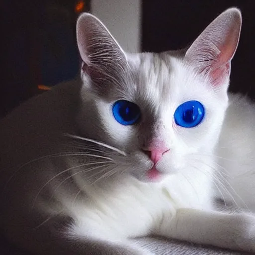 Image similar to “a white cat with blue eyes and is crossed eyed”