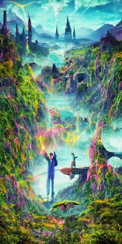 Prompt: neon Harry Poter world, hyper realistic, landscape, nature