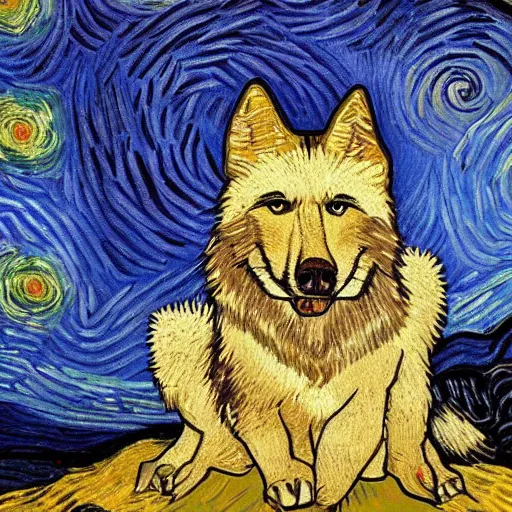 Image similar to retarded wolf, van gogh