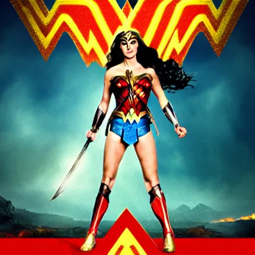 Prompt: wonder woman movie poster but with Gegia
