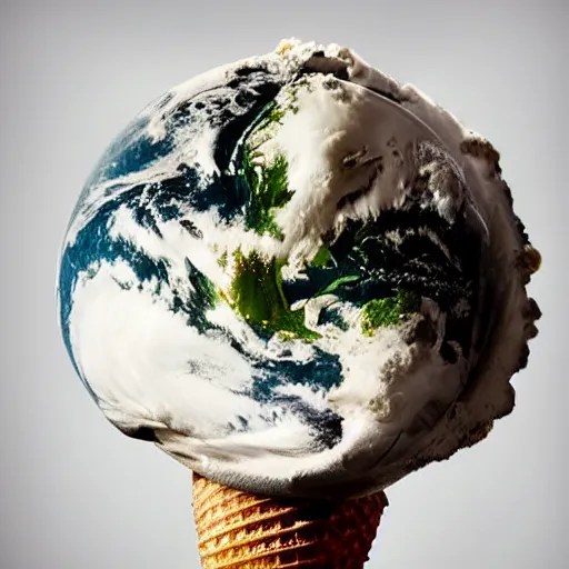 Image similar to planet earth on an ice cream cone