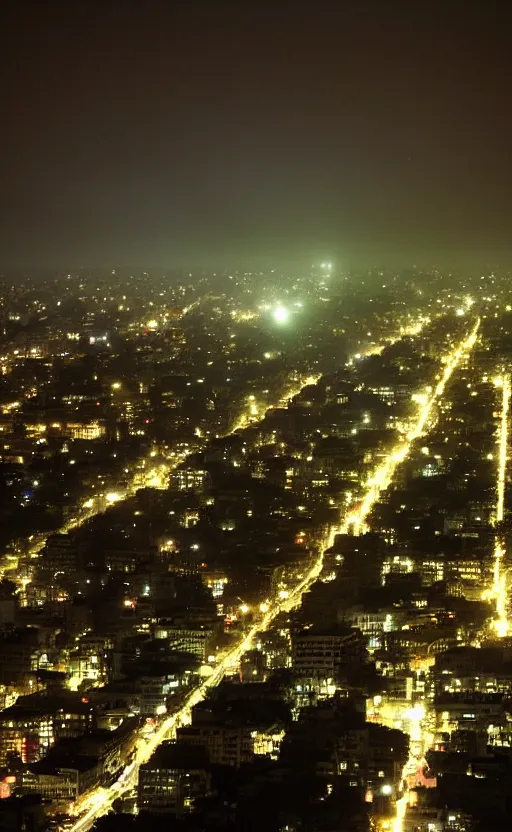 Image similar to futuristic dhaka city capital of bangladesh editorial photograph, dark lighting, glowing screens