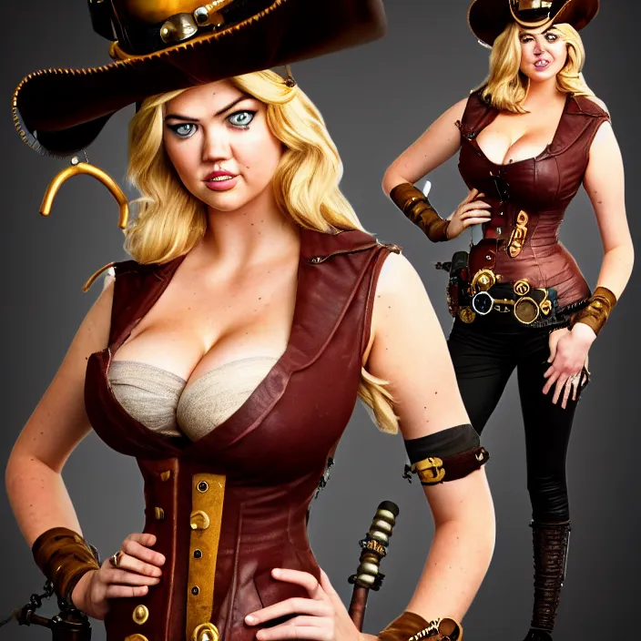 Prompt: full body photograph of kate upton as a steampunk pirates. Extremely detailed. 8k