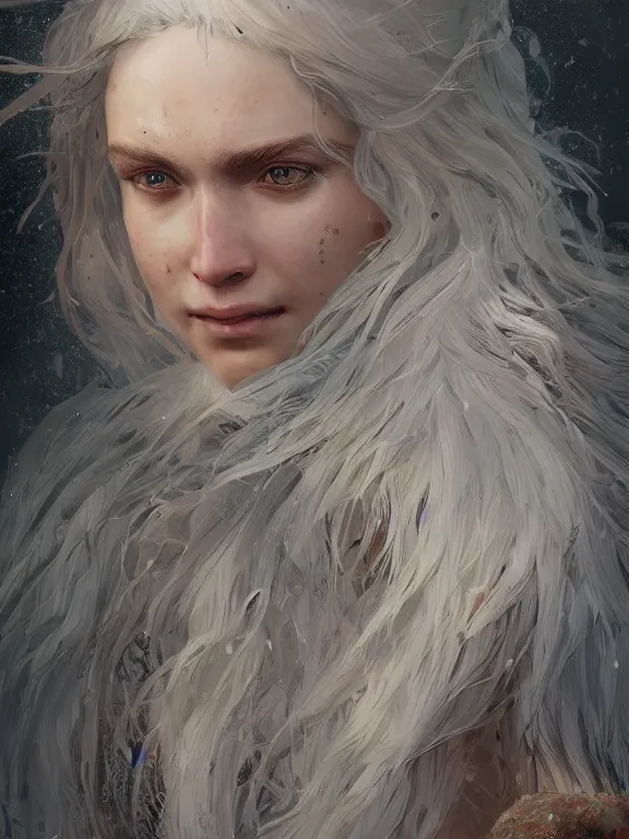 Image similar to winds of winter, au naturel, hyper detailed, digital art, trending in artstation, cinematic lighting, studio quality, smooth render, unreal engine 5 rendered, octane rendered, art style by klimt and nixeu and ian sprigger and wlop and krenz cushart