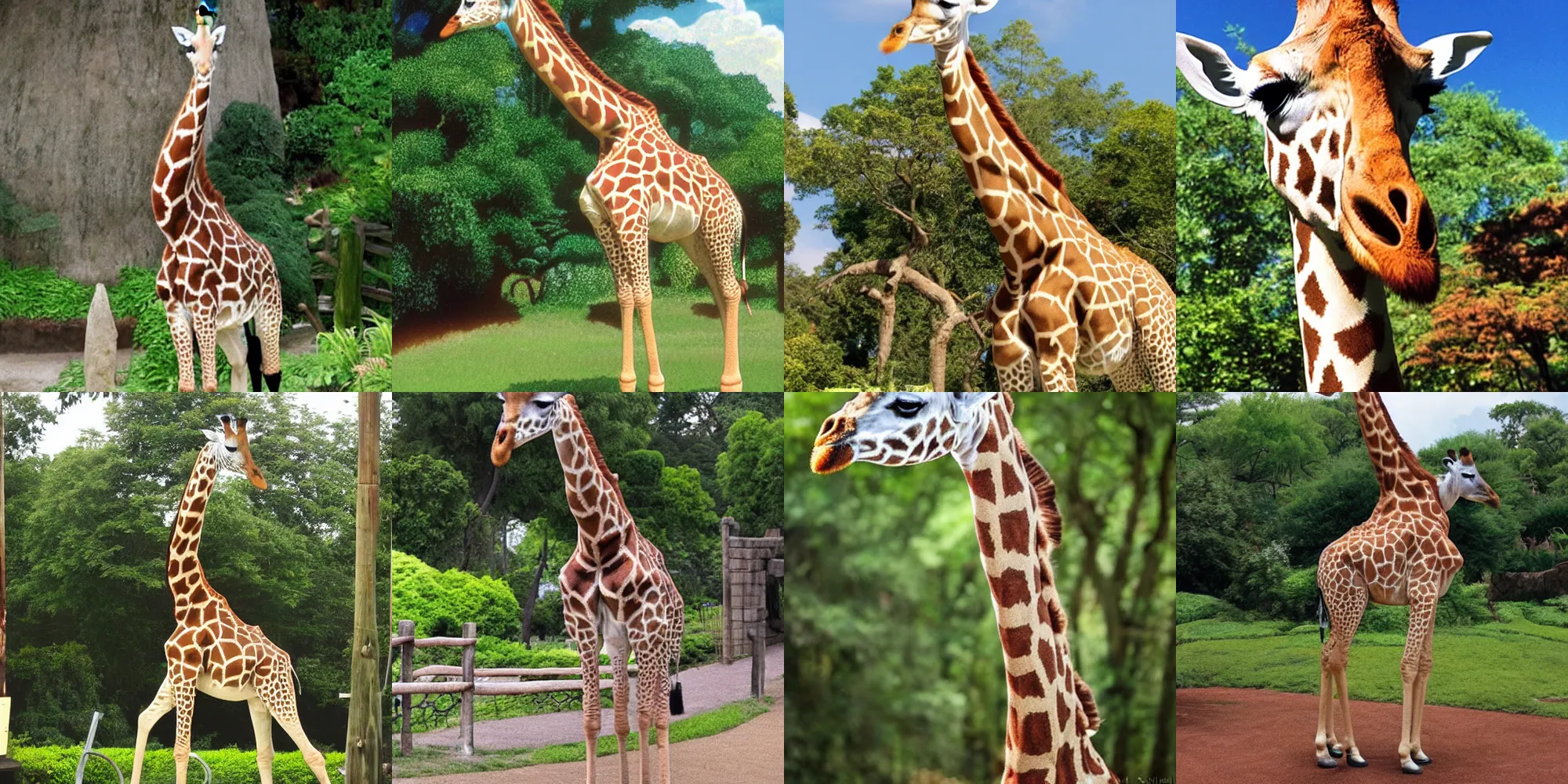 Prompt: giraffe with angel wings on its back, full body shot, wings, by studio ghibli, at the zoo