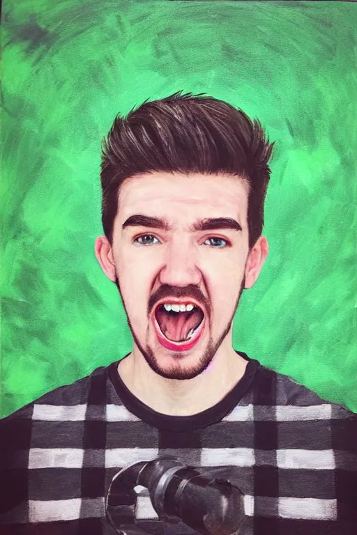 Image similar to Sean McLoughlin, Jacksepticeye, Irish Youtuber, solo portrait, yelling super loud, extreme yelling 🎨🖌️