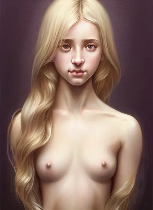 Image similar to symmetry!! portrait of young woman blessed with ever - increasing physical and mental perfection, slice - of - life, realism, blonde hair, perfect face!! intricate, elegant, highly detailed, holy perfection!! digital painting, artstation, concept art, smooth, sharp focus, illustration, humanity, art by artgerm and greg rutkowski and alphonse mucha