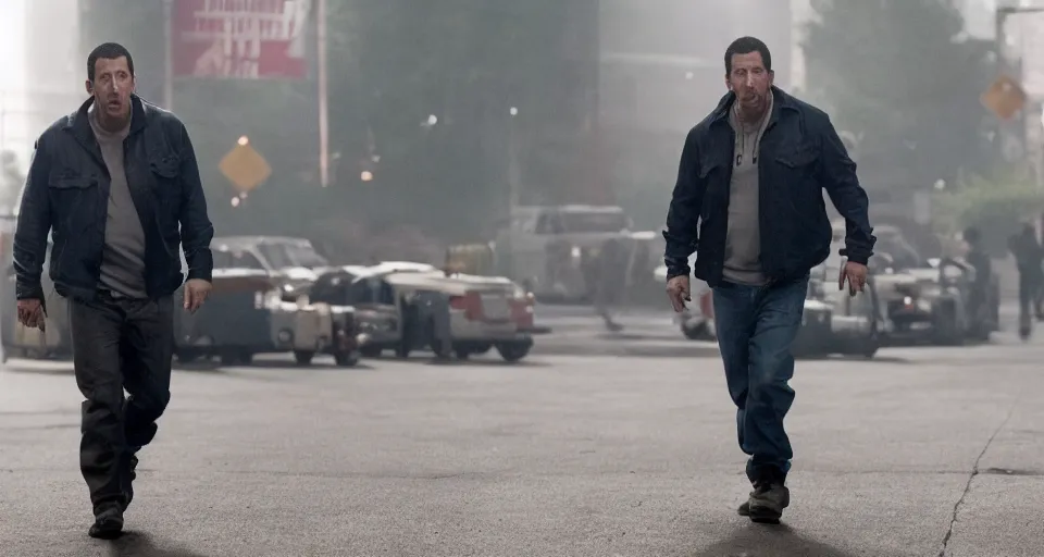 Prompt: Adam Sandler in Uncut Gems (2019), A24 cinematography 4k, cinematic film still