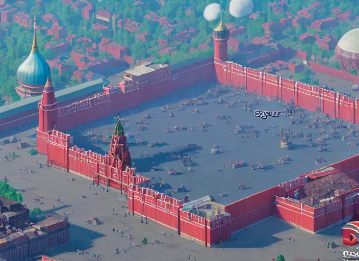 Prompt: overhead view of the great red square in the dwarf city of druman, medium shot, studio ghibli, pixar and disney animation, sharp, rendered in unreal engine 5, anime key art by greg rutkowski, bloom, dramatic lighting