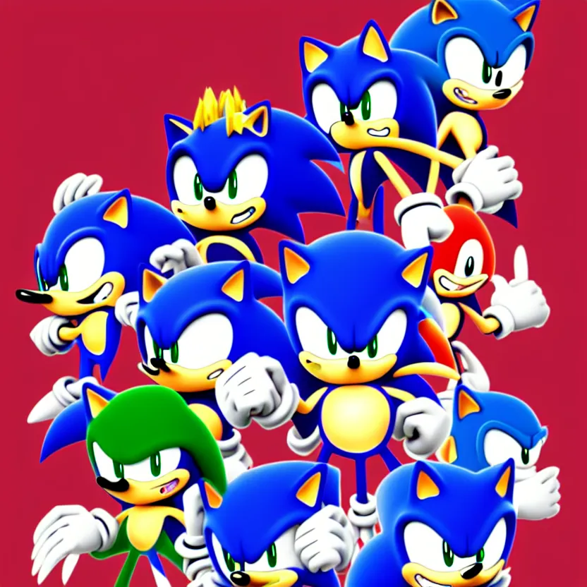 Image similar to a crowd of sonic the hedgehogs, lightning, digital art, trending on deviantart