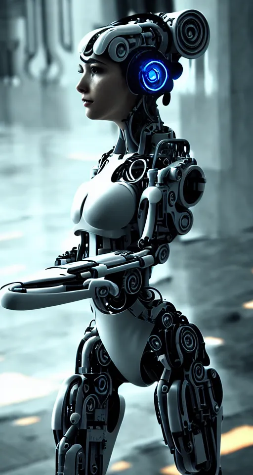 Prompt: beutiful girl cyborg, trending artstaition, unreal engine, cinematic, ultra realistic