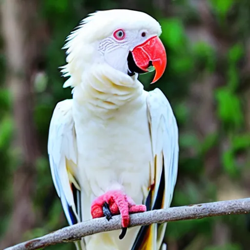 Prompt: albino macaw parrot