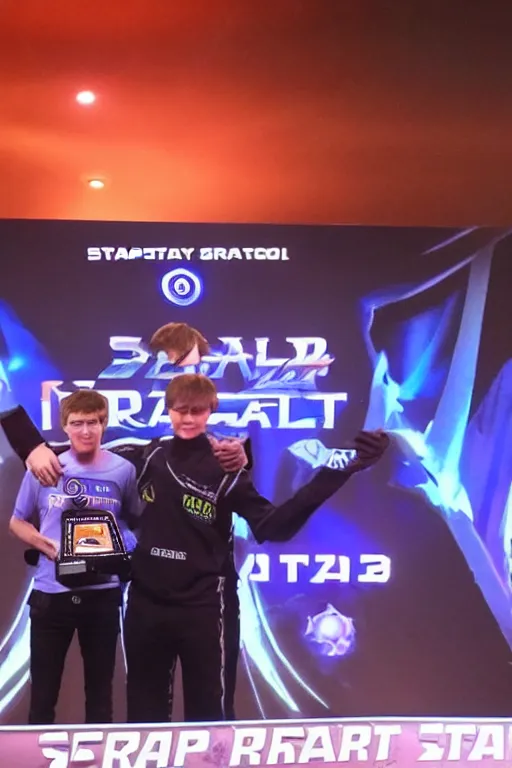 Image similar to serral wins the biggest starcraft tournament in the shadow dimension