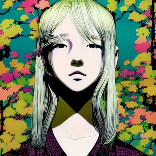 Prompt: a portrait of porter robinson blonde by inio asano, beeple and james jean, chiho aoshima color scheme