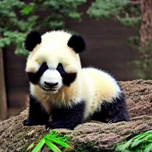 Image similar to a hybrid of welsh dragon and panda hybrid