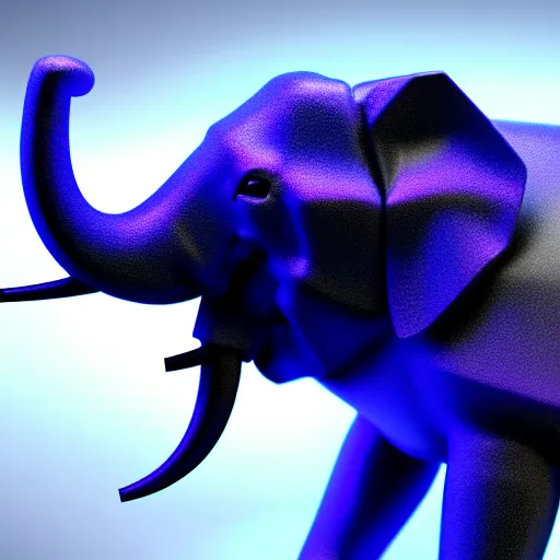 Image similar to hyper realistic cybertronic elephant. high details of body and face. complex realistic mechanical body. blue led. cyberpunk style, natural realistic render, trending on art station, 8 k render.