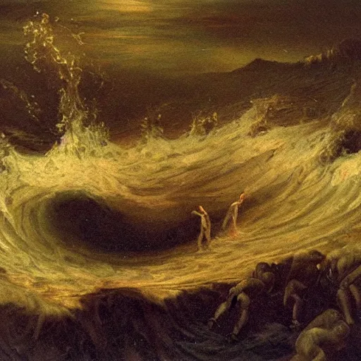 Image similar to the abyss, 1 9 th century oil painting