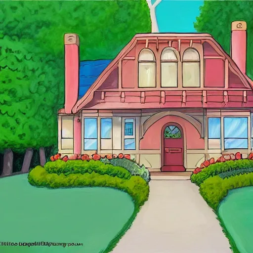 Prompt: painting of the family guy house