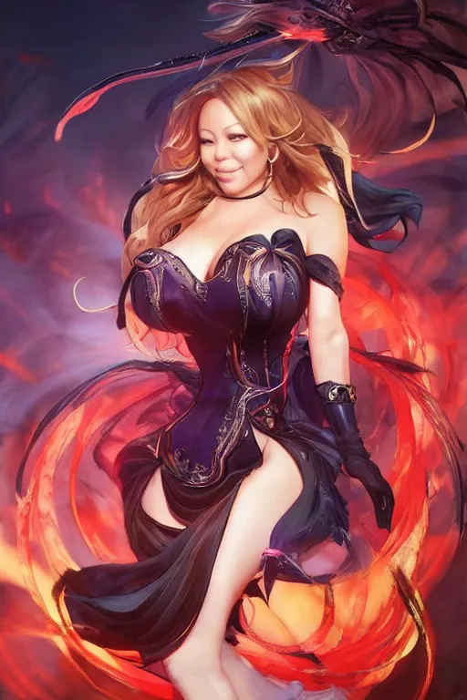 Prompt: Mariah Carey in a blade and soul spinoff artbook rendered by the artist Taran Fiddler, Joe Madureira, Nadezhda Tikhomirova, Jiyun Chae, Lê Long, trending on Artstation by Hyung Tae Kim, artbook, Stanley Artgerm Lau, WLOP, Rossdraws , James Gurney