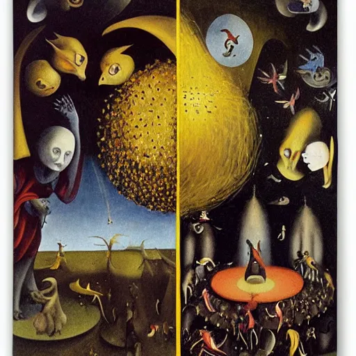 Image similar to the garden of earthly delights by remedios varo