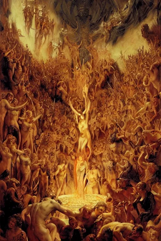 Image similar to the seventh circle of hell from dante's divine comedy. highly detailed painting by gaston bussiere, craig mullins, j. c. leyendecker 8 k