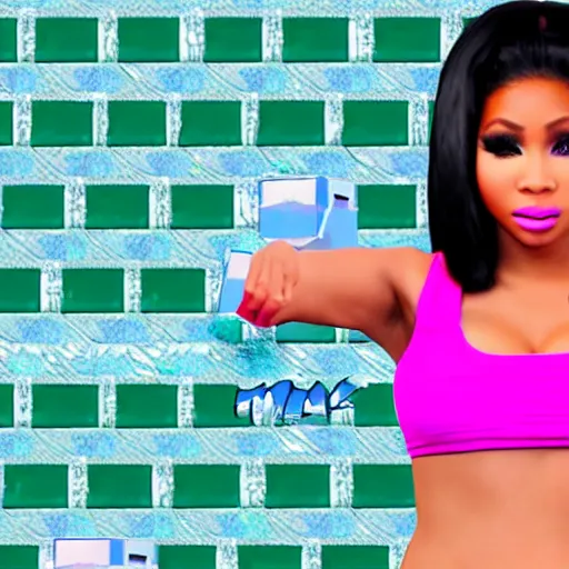 Image similar to nicki minaj famous rapper beautiful. IN MINECRAFT.