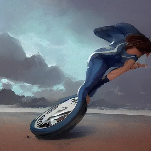 Image similar to concept art of a onewheel xr near sxm lagoon, by aenaluck, artgerm and roberto ferri and greg rutkowski, blue and white tones, digital painting, artstation, concept art, smooth, sharp foccus ilustration hq - h 7 6 8