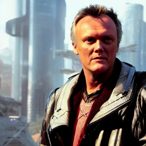 Image similar to Anthony Head as Cyberpunk Uther