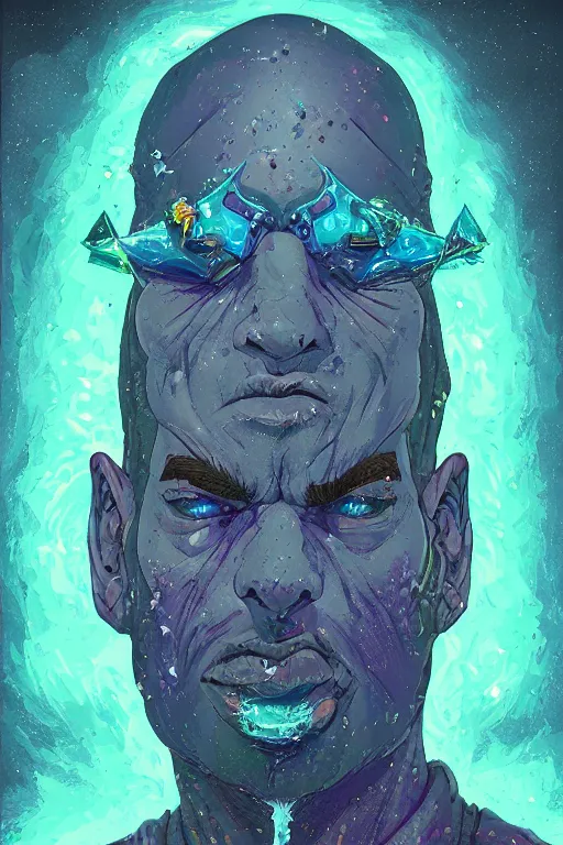 Prompt: portrait of angry jewel djinn wizard in the style of Rob Lefield and Dan Mumford , trending on artstation, digital art,surrealism ,macro,blueprint ,vaporwave ,