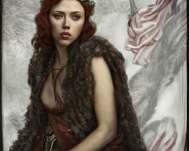 Prompt: scarlet johansson as athena, pre - raphaelite style,