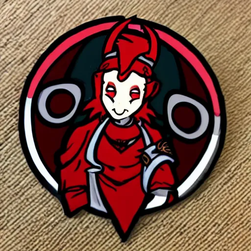 Image similar to cute d & d red tiefling with small ram horns character sticker