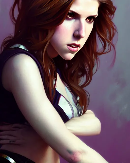 Image similar to portrait of Anna kendrick as a gorgeous punk girl, elegant, digital painting, highly detailed, artstation, concept art, smooth, sharp focus, illustration, art by artgerm and greg rutkowski and alphonse mucha