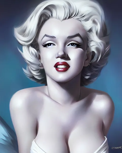 Image similar to anime portrait of Marilyn Monroe by Stanley Artgerm Lau, WLOP, Rossdraws, James Jean, Andrei Riabovitchev, Marc Simonetti, and Sakimichan, trending on artstation