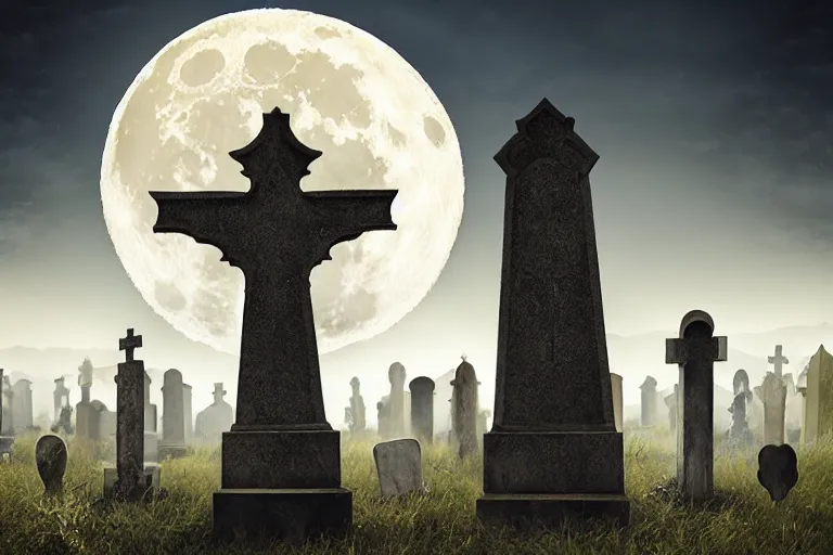 Prompt: the full moon shone brightly on the graveyard as the ghosts started to appear by john bauer, igor morski, danny flynn 8 k 3 d, 8 kresolution