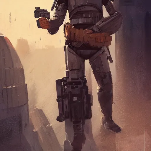 Image similar to portrait of a man by greg rutkowski, jaxon fett, samoan features, brown hair, tall and muscular, wearing a tactical gear, star wars expanded universe, highly detailed portrait, digital painting, artstation, concept art, smooth, sharp foccus ilustration, artstation hq