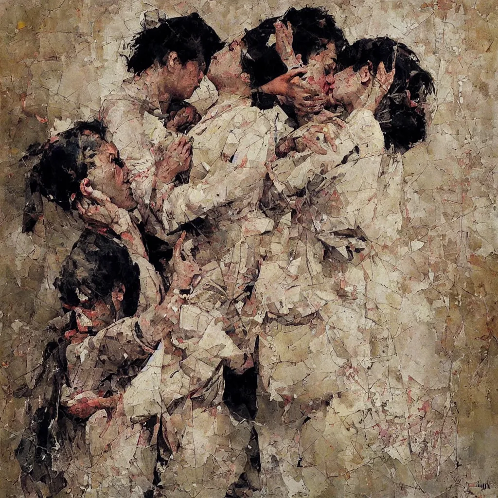 Image similar to kiss, painting by denis sarazhin