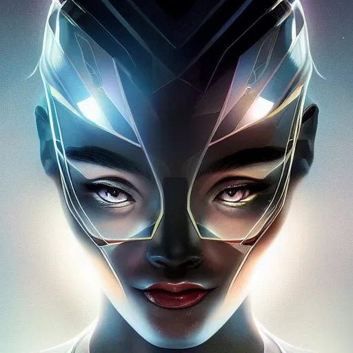 Image similar to symmetry!! solid cube of light, hard edges, product render retro - futuristic poster scifi, lasers coming from eyes, chinese master, intricate, elegant, highly detailed, digital painting, artstation, concept art, smooth, sharp focus, illustration, dreamlike, art by artgerm