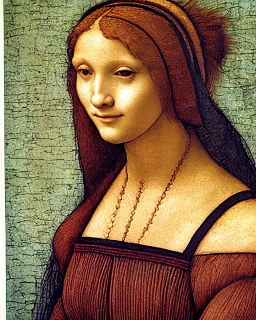 Image similar to a close up of a painting of a woman, a painting by leonardo da vinci, featured on deviantart, pre - raphaelitism, da vinci, fine art, pre - raphaelite