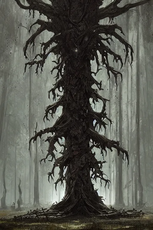 Prompt: tall bone tree of bones eerie by greg rutkowski ultrahd