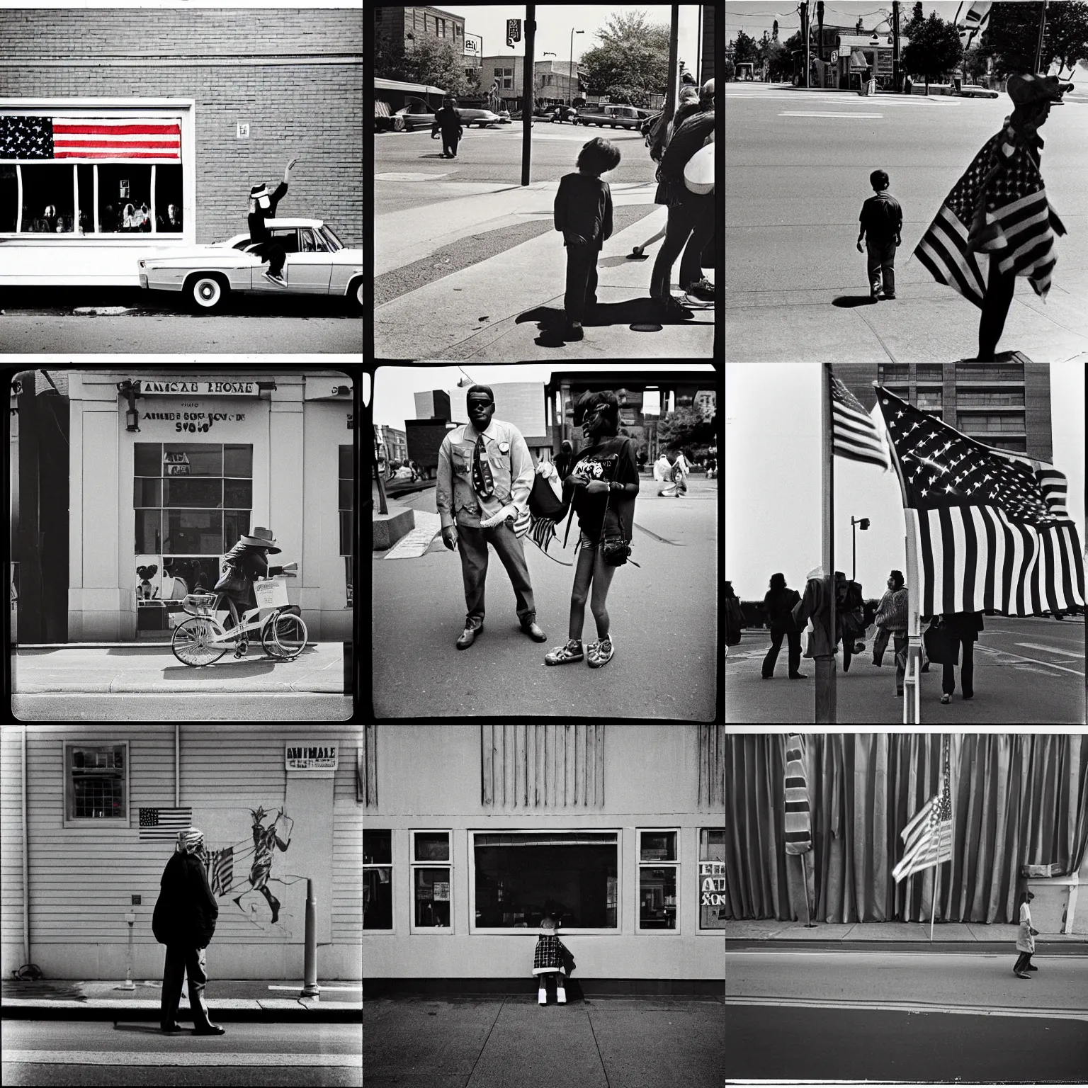 Prompt: “America land of the free and home of the brave, photograph, 1969, street photography style, slice of life”