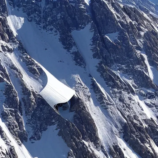 Prompt: took this pic of a zeppelin while hiking in the alps