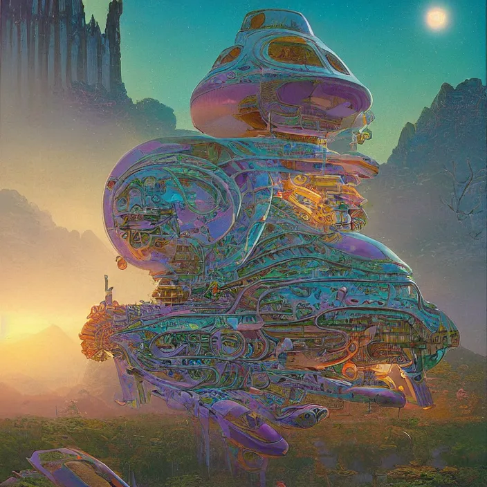 Prompt: thai princess, science fiction, extremely detailed, sharp focus, pastel colors, intricate, beautiful, illustration, volumetric lighting, digital painting, by roger dean, by simon stalenhag, by alex grey