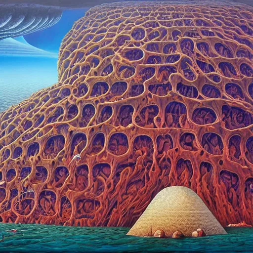 Prompt: the queen of the red sea by jacek yerka, alex gray, zdzisław beksiński, dariusz zawadzki, vladimir kush, jeffrey smith and h.r. giger, oil on canvas, 8k highly professionally detailed, trending on artstation