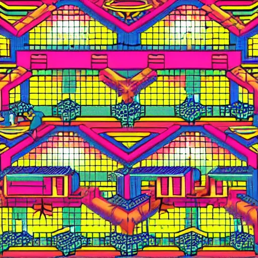 Image similar to isometric symmetrical, 1 9 8 6 soul train, don cornelius, bright lights, one point perspective, hi fructose, dancing,