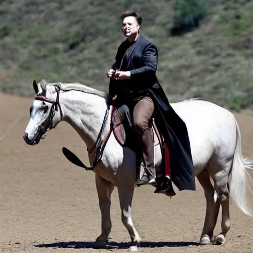 Prompt: elon musk riding a horse