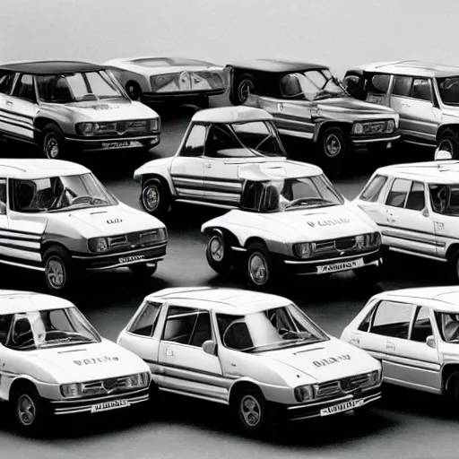 Image similar to all Renault cars from 1960 to 1990