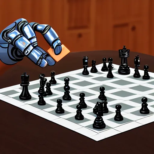 Prompt: robot playng chess