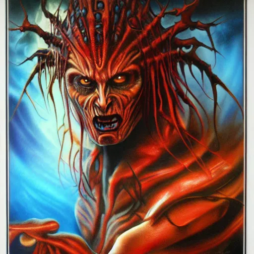 Image similar to belial, lord of the earth, airbrush art, drew struzan illustration art, key art, portrait