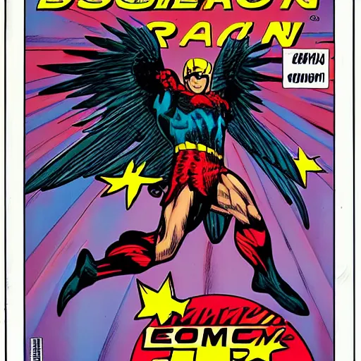 Image similar to comic book cover about superhero called'eagle man ', superhero with eagle mask and wings logo, issues 1, make like a real comic cover
