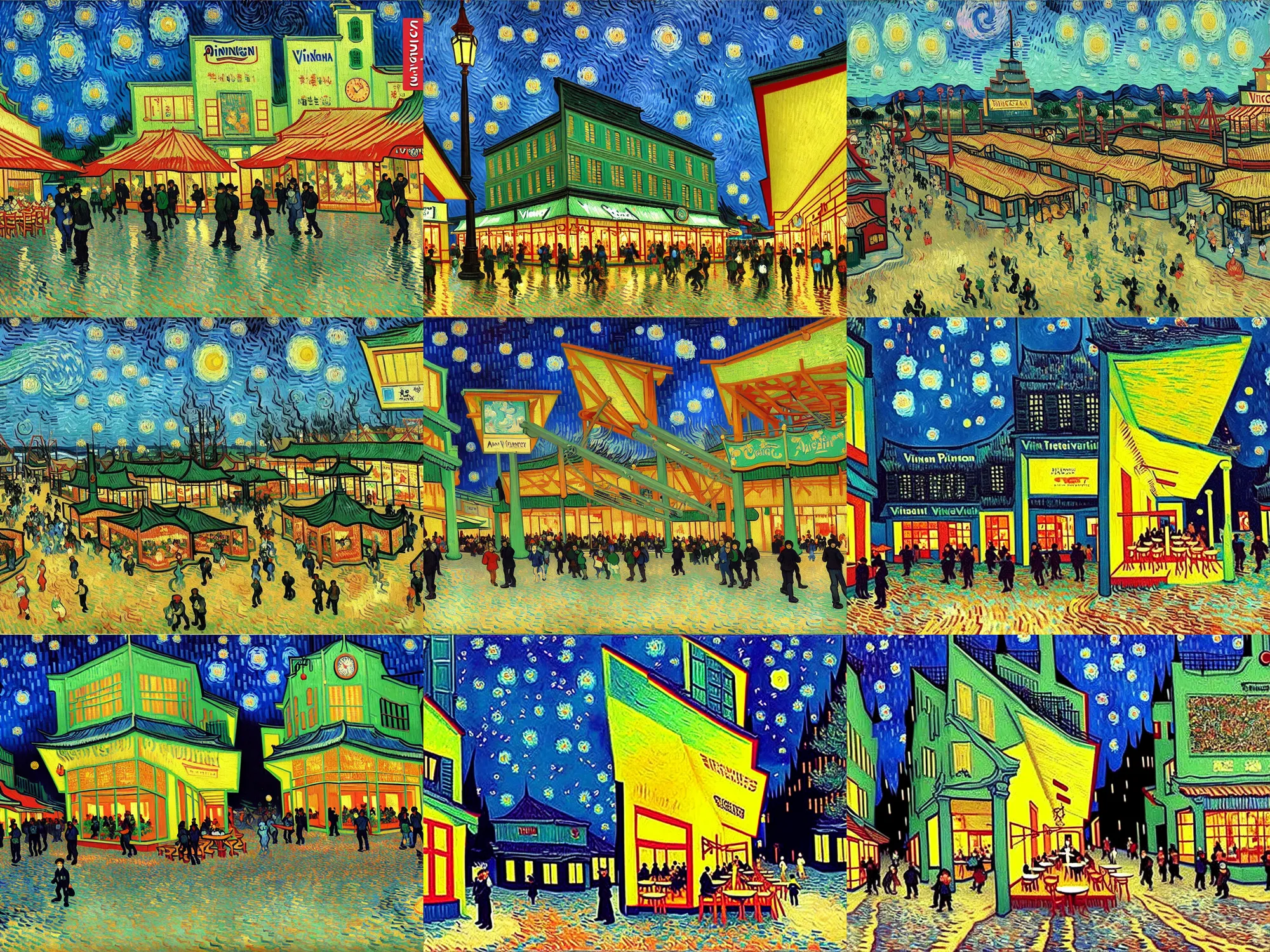 Prompt: an amusement park with an ice cream themed decoration style. trending on pixiv and artstation. an absurdly detailed oil painting by vincent van gogh